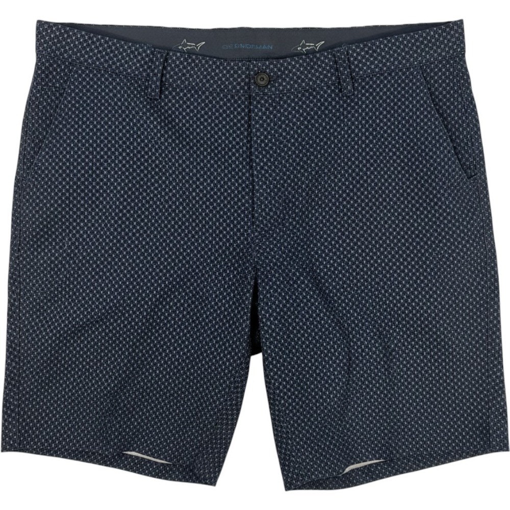 Greg Norman Golf Shorts Men 38 Navy Blue ML75 Microlux Play Dry Geometric Print